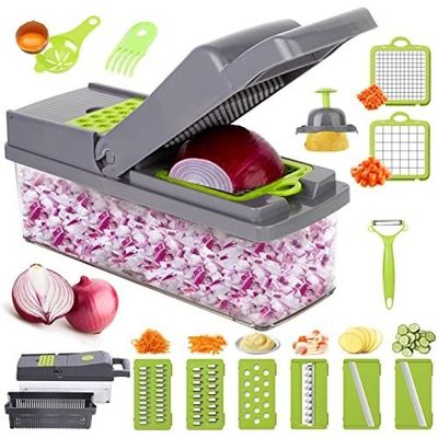 Werden Sie kreativ in der Küche mit unserem 12 in 1 Manuellen Mandoline Obst-Gemüseschneider