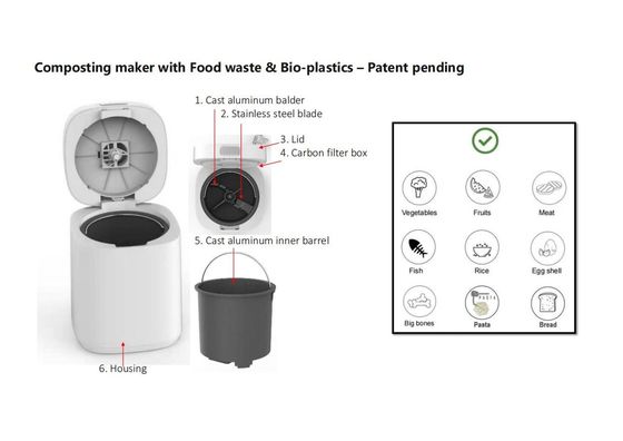 Klasse A Energieeffizienzbewertung Smart Kitchen Composter für die Entsorgung von Lebensmittelabfällen