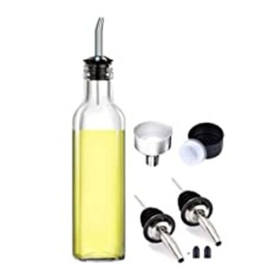 Glasdunkelgrüne Küchenölflasche mit Edelstahl-Sprooch-Trickel Quadrat 500ml 2 Stück