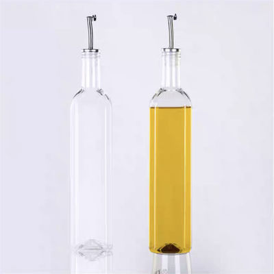 Glasdunkelgrüne Küchenölflasche mit Edelstahl-Sprooch-Trickel Quadrat 500ml 2 Stück