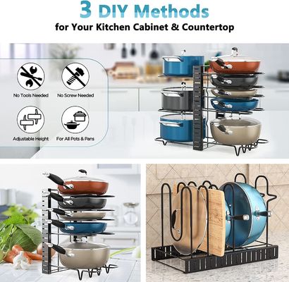 Verstellbarer Küchenschrank Topf und Pfanne Organisator 8 Stufenregal mit 3 DIY-Methoden