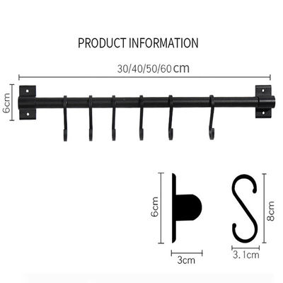 Neuheit Haken 30cm Metallstange Nichtperforierte Gewürzlager für Küchenutensilien Hängen