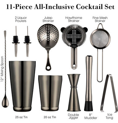 Klassische Design 11-Piece Bartender Kit Cocktail Raucher Set 750 ml/600 ml für die Herstellung