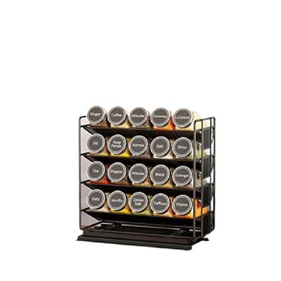 25.6*13*26cm schwarze Küchenschleifbahn Gewürzregal mehrschichtiger Lagerausrüstung Eisenorganisator