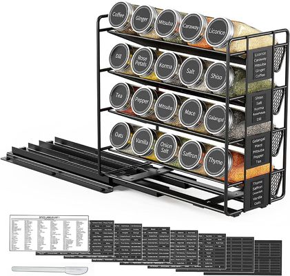 25.6*13*26cm schwarze Küchenschleifbahn Gewürzregal mehrschichtiger Lagerausrüstung Eisenorganisator