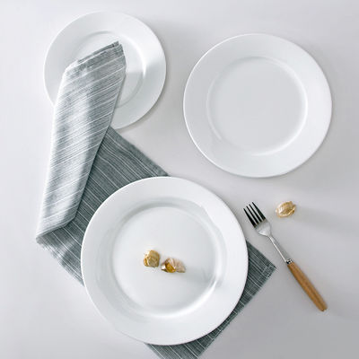 Vorratene weiße Keramik-Dinnerplatten für Restaurant-Hotel-Dinnerware-Sammlung