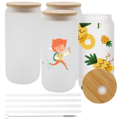 Natürliche, gesunde 16oz Eisbierglas mit Bambusdeckel und Stroh Das ultimative Bargeschenk