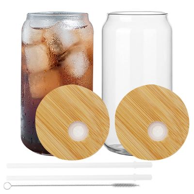 Natürliche, gesunde 16oz Eisbierglas mit Bambusdeckel und Stroh Das ultimative Bargeschenk