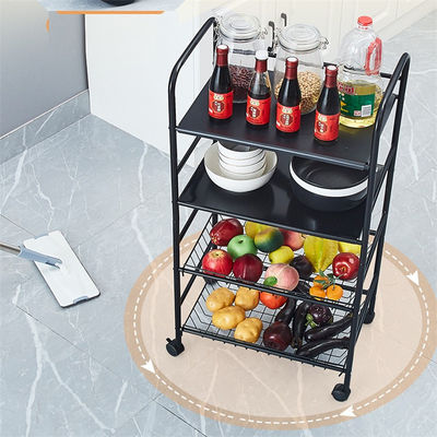 5-Schicht drehbarer Küchenregal aus Kohlenstoffstahl mit quadratischer Struktur und Rädern