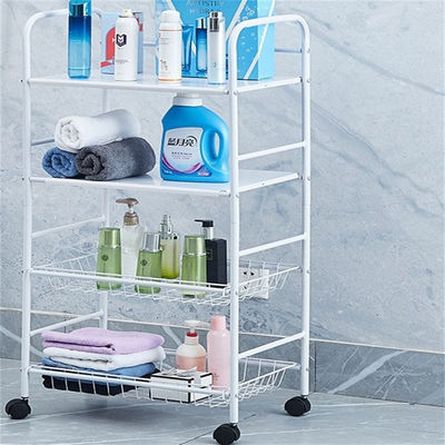 5-Schicht drehbarer Küchenregal aus Kohlenstoffstahl mit quadratischer Struktur und Rädern
