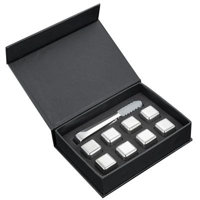 Design Whiskey Eisstein Set 8 PCS Edelstahl Würfel mit Tong und EVA Geschenkbox