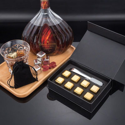 Design Whiskey Eisstein Set 8 PCS Edelstahl Würfel mit Tong und EVA Geschenkbox