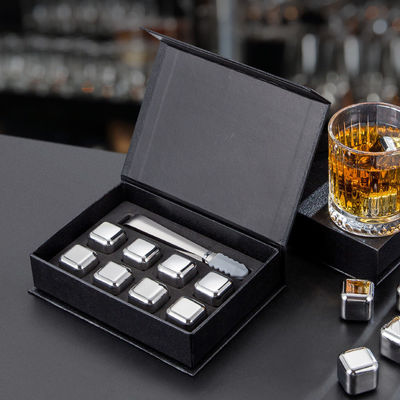 Design Whiskey Eisstein Set 8 PCS Edelstahl Würfel mit Tong und EVA Geschenkbox
