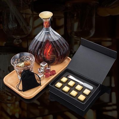Design Whiskey Eisstein Set 8 PCS Edelstahl Würfel mit Tong und EVA Geschenkbox