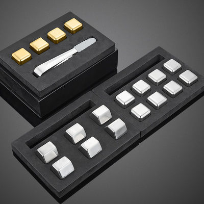 Design Whiskey Eisstein Set 8 PCS Edelstahl Würfel mit Tong und EVA Geschenkbox