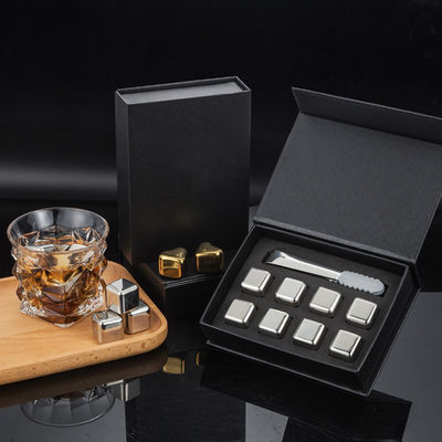Design Whiskey Eisstein Set 8 PCS Edelstahl Würfel mit Tong und EVA Geschenkbox