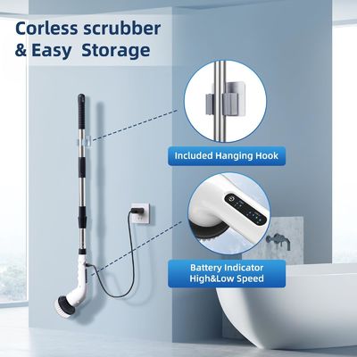 9 Austauschbare Köpfe Kabellose Badewanne Power-Scrubber für Haushaltsreinigung Bürste