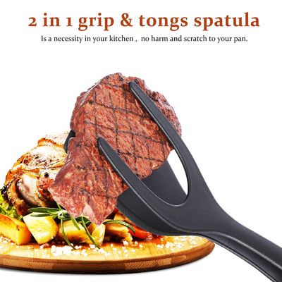 2 in 1 Spatula Tong für Kochwerkzeug Schwarze Ei Flipper Tong Pfannkuchen Fisch Toast