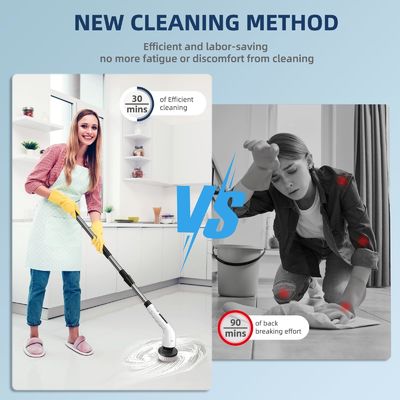 9 Austauschbare Köpfe Kabellose Badewanne Power-Scrubber für Haushaltsreinigung Bürste