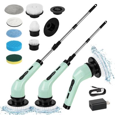9 Austauschbare Bürstenköpfe Elektrische Spin-Scrubber mit verstellbarem abnehmbaren Griff