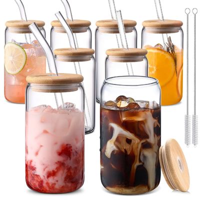 Party Gelegenheit Morden Luxus 16oz Klarglas Mason Krug mit Bambus Deckel und Stroh
