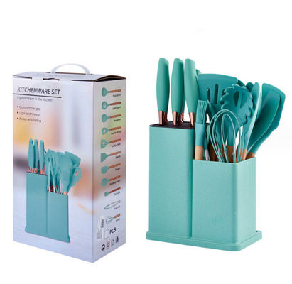 19 Stück Holzgriffe Silicone Küchengerät Set für Kochgeräte und ausgestattetes Restaurant