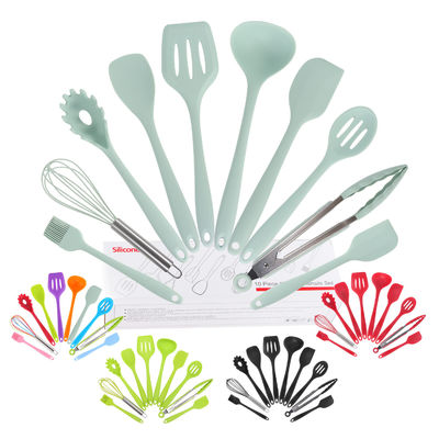 Grüne Silikonunterstützung für das Kochen bei hoher Temperatur in Nonstick 10 Stück Küchenutensilien Set