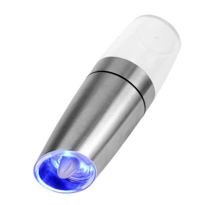Elektrische Schwerkraftmühle aus Edelstahl Pfeffer- und Salzschleifmaschine mit LED-Licht