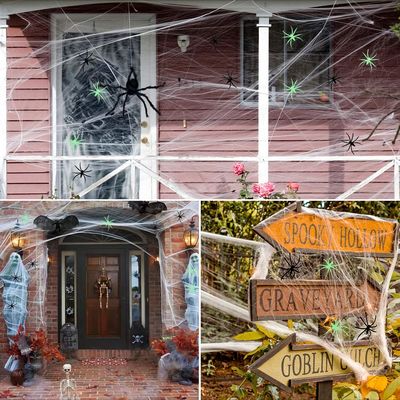 Anpassbare Streck-Halloween-Spinnenweb-Szene-Requisiten für Spukhaus