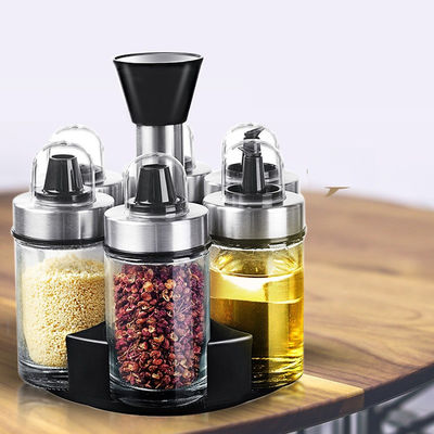 1.5kg Öl Essig Dispenser Set mit 360 Drehhalter und Edelstahlflaschen