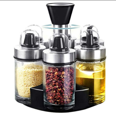 1.5kg Öl Essig Dispenser Set mit 360 Drehhalter und Edelstahlflaschen
