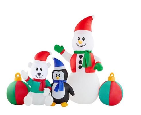 Weihnachtslicht im Freien Weihnachtsschlittenbogen mit Schneemann Lebkuchenbaum Aufblaser