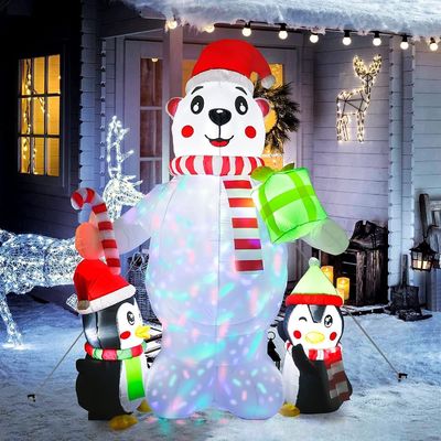 Innen-Außengarten Weihnachtsdekorationen 6ft Natal Aufblasbare Weihnachtsmann mit LED-Leuchten Grün