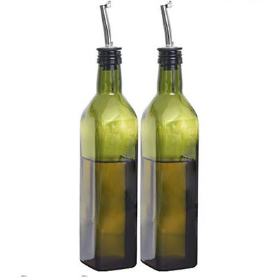 Grüner Glasöl-Drizzler 500 ml für das Kochen mit Schlauch aus Edelstahl