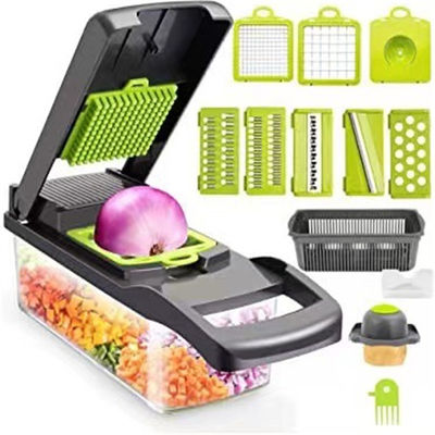 Handheld Multifunktionaler Zwiebel-Schneider Früchte Schneider Kartoffeln Schäler Bestseller 12 in 1