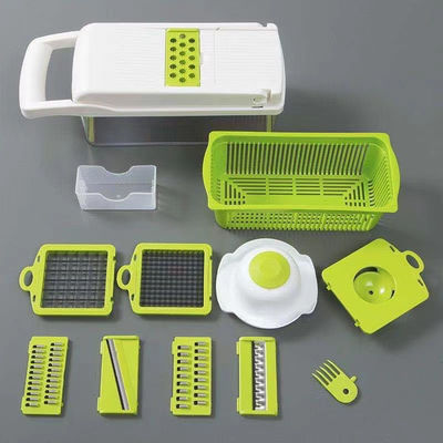 Handheld Multifunktionaler Zwiebel-Schneider Früchte Schneider Kartoffeln Schäler Bestseller 12 in 1