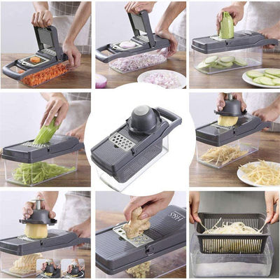 Handheld Multifunktionaler Zwiebel-Schneider Früchte Schneider Kartoffeln Schäler Bestseller 12 in 1