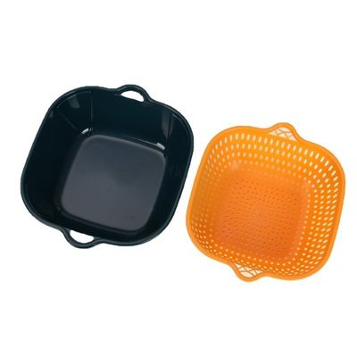 Gemüsespeicher Haushalt 6 Stück Doppelschicht-Plastik-Multi-Wasserentwässerung Clean Drain Basket