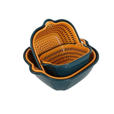 Gemüsespeicher Haushalt 6 Stück Doppelschicht-Plastik-Multi-Wasserentwässerung Clean Drain Basket