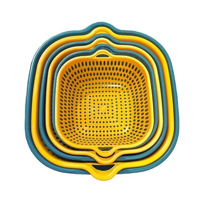 Gemüsespeicher Haushalt 6 Stück Doppelschicht-Plastik-Multi-Wasserentwässerung Clean Drain Basket