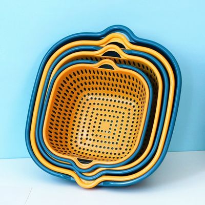 Gemüsespeicher Haushalt 6 Stück Doppelschicht-Plastik-Multi-Wasserentwässerung Clean Drain Basket