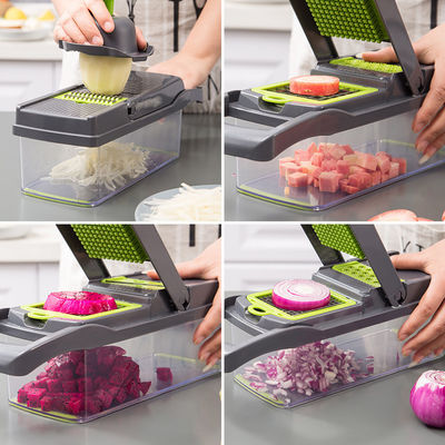 Gemüseschneider 12 in 1 Lebensmittelschneider Mandoline-Schneider für Küchenzubehör