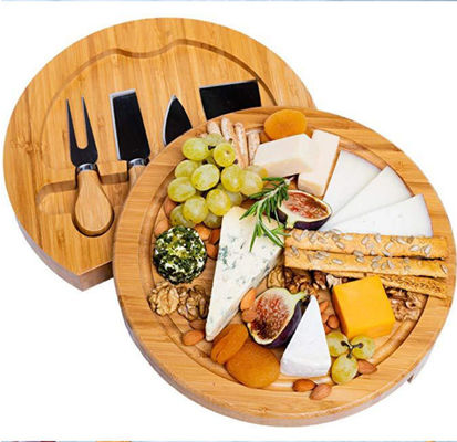 Holz-Pizza-Werkzeuge für langlebige, kundenspezifische Logo-Charcuterie-Tisch in runder Form