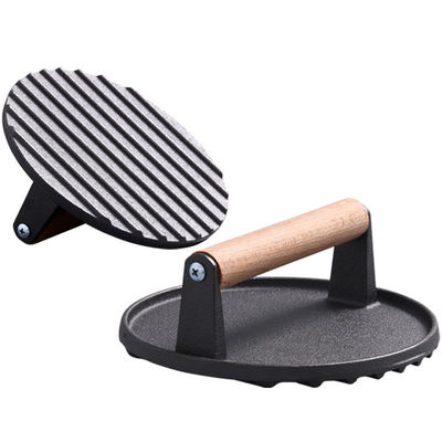 Fleisch Steak Burger Press Rechteck Schwerlast Gusseisen Grill Brechen Speck Press mit Holzgriff
