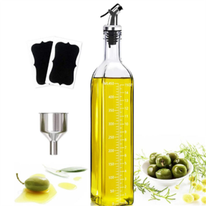 Quadrat Calcium Na Glas Essig Olivenöl Dispenser Flasche mit Düse Die ultimative Küche unerlässlich