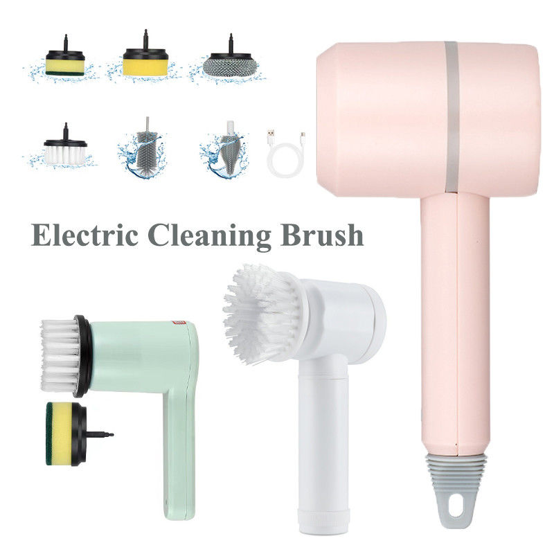 Elektrische Waschbeckenbürste 6 in 1 Handheld Badewannebürste für Badezimmer und Küche Reinigung