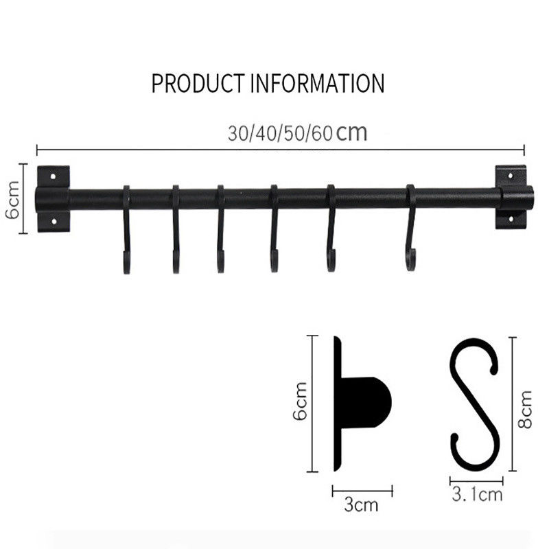 Neuheit Haken 30cm Metallstange Nichtperforierte Gewürzlager für Küchenutensilien Hängen