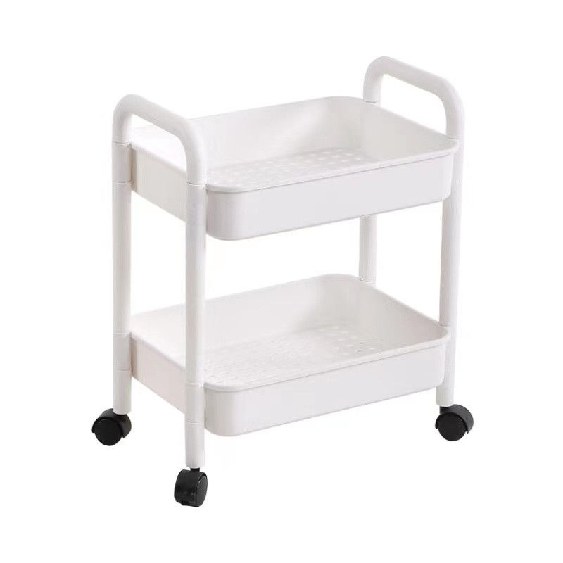 Funktionales Design Zwei-Ebenen-Lagerregal mit Rädern für Küche Bad und Schlafzimmer