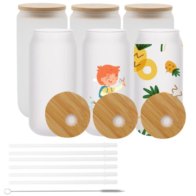 Natürliche, gesunde 16oz Eisbierglas mit Bambusdeckel und Stroh Das ultimative Bargeschenk