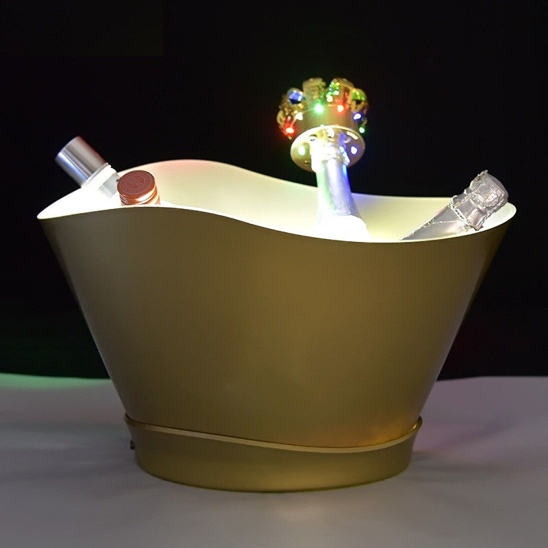 Benutzerdefiniertes Logo Eisbehälter 12L Beleuchtungsparty Klares Bier Champagner LED Weinflasche Kühlgerät